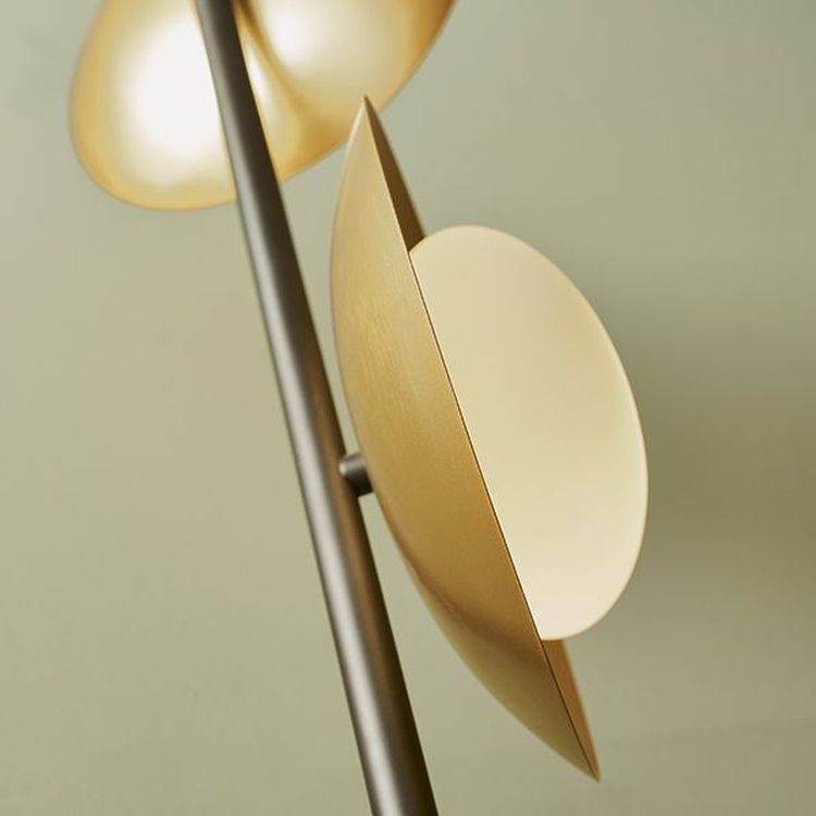 Aire 3Lt Floor Lamp Gold & Dark Bronze Finish With Opal Glass - Comet Lighting