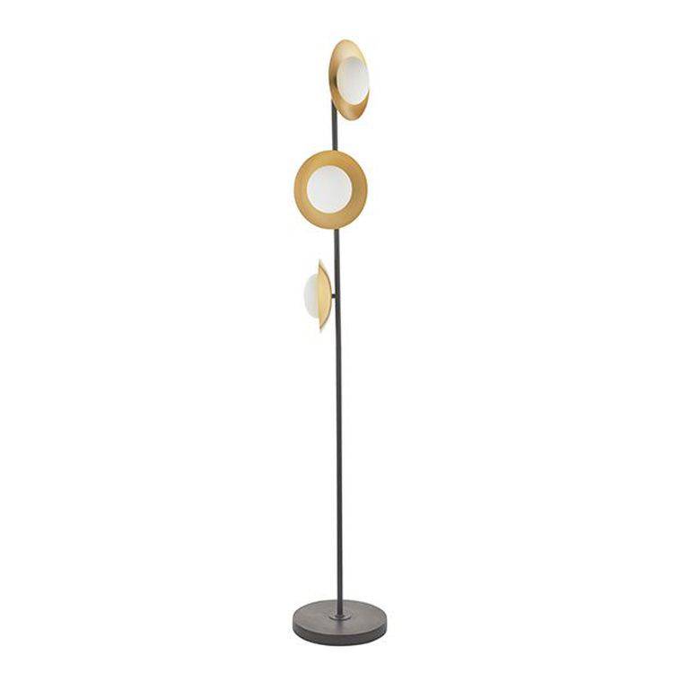 Aire 3Lt Floor Lamp Gold & Dark Bronze Finish With Opal Glass - Comet Lighting