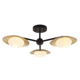 Aire 3Lt Semi-flush Ceiling Light Gold & Dark Bronze Finish With Opal Glass - Comet Lighting