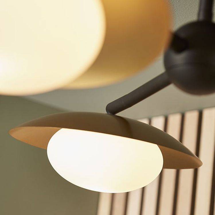 Aire 3Lt Semi-flush Ceiling Light Gold & Dark Bronze Finish With Opal Glass - Comet Lighting