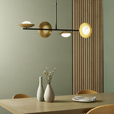 Aire 4Lt Pendant Bar Ceiling Light Gold & Dark Bronze Finish With Opal Glass - Comet Lighting