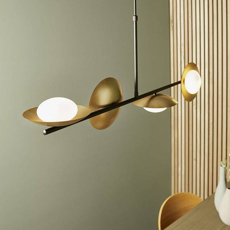 Aire 4Lt Pendant Bar Ceiling Light Gold & Dark Bronze Finish With Opal Glass - Comet Lighting