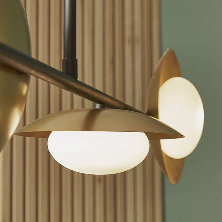 Aire 4Lt Pendant Bar Ceiling Light Gold & Dark Bronze Finish With Opal Glass - Comet Lighting