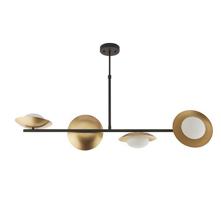 Aire 4Lt Pendant Bar Ceiling Light Gold & Dark Bronze Finish With Opal Glass - Comet Lighting