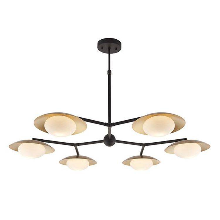 Aire 6Lt Semi-flush Ceiling Light Gold & Dark Bronze Finish With Opal Glass - Comet Lighting