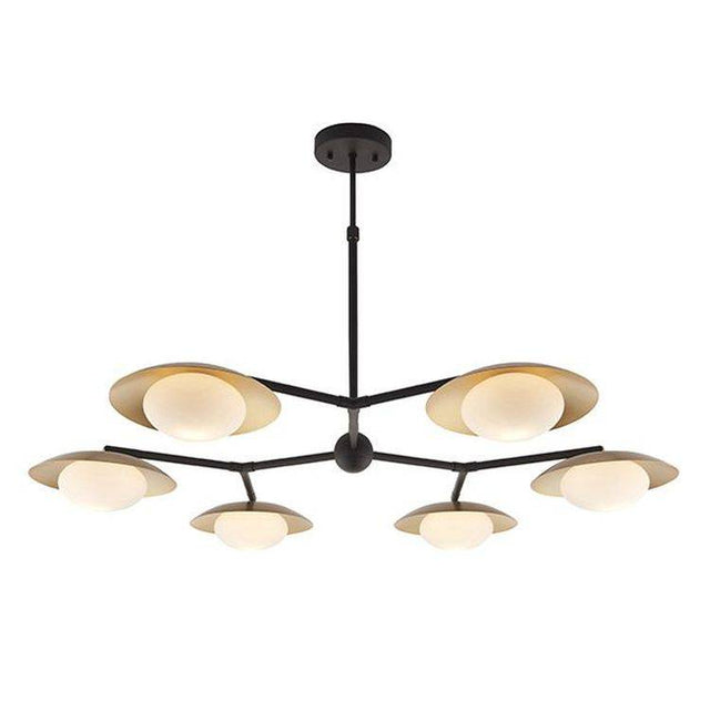 Aire 6Lt Semi-flush Ceiling Light Gold & Dark Bronze Finish With Opal Glass - Comet Lighting