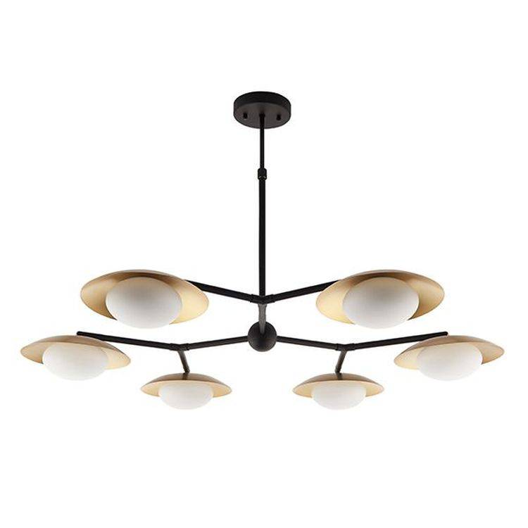 Aire 6Lt Semi-flush Ceiling Light Gold & Dark Bronze Finish With Opal Glass - Comet Lighting