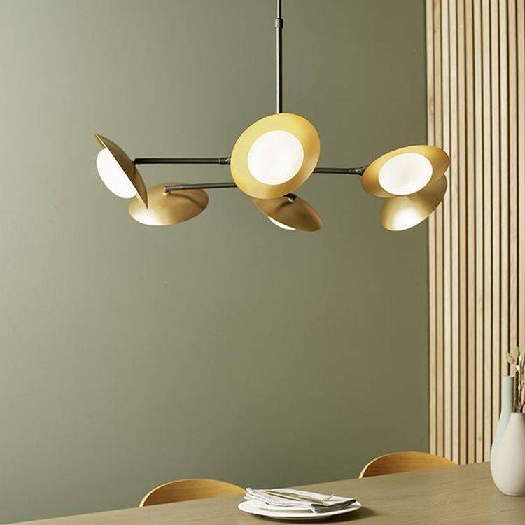 Aire 6Lt Semi-flush Ceiling Light Gold & Dark Bronze Finish With Opal Glass - Comet Lighting