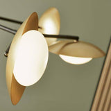 Aire 6Lt Semi-flush Ceiling Light Gold & Dark Bronze Finish With Opal Glass - Comet Lighting