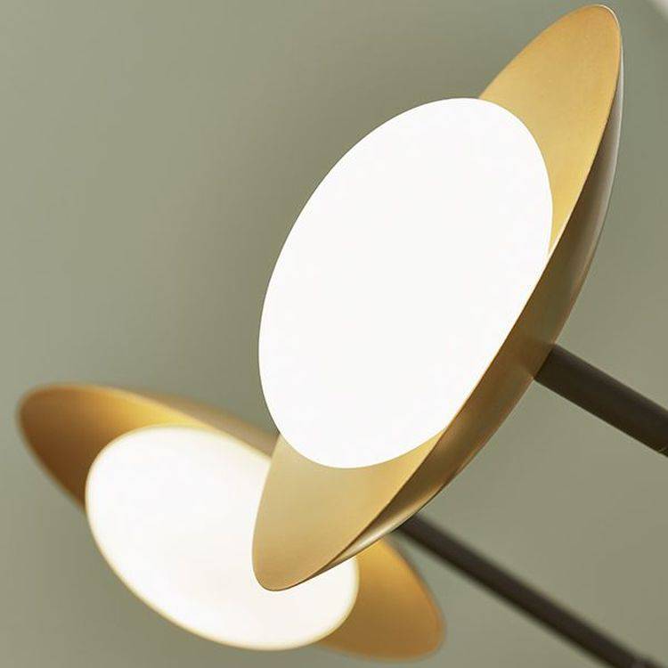 Aire 6Lt Semi-flush Ceiling Light Gold & Dark Bronze Finish With Opal Glass - Comet Lighting