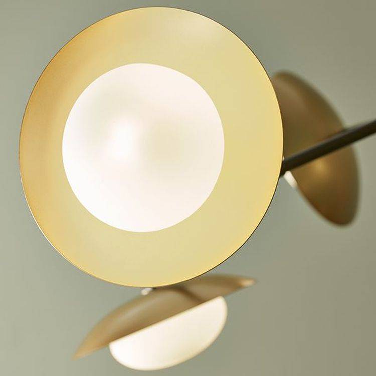 Aire 6Lt Semi-flush Ceiling Light Gold & Dark Bronze Finish With Opal Glass - Comet Lighting