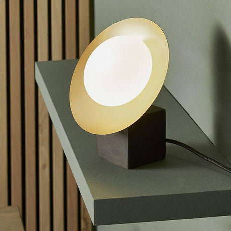 Aire Table Lamp Gold & Dark Bronze Finish With Opal Glass - Comet Lighting