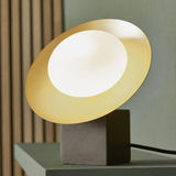 Aire Table Lamp Gold & Dark Bronze Finish With Opal Glass - Comet Lighting