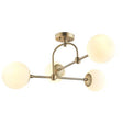 Amur 4Lt Semi-flush Ceiling Light Matt Antique Brass Plate & Opal Glass - Comet Lighting