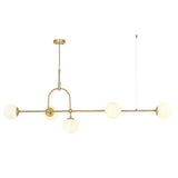 Amur 5Lt Pendant Bar Ceiling Light Matt Antique Brass Plate & Opal Glass - Comet Lighting