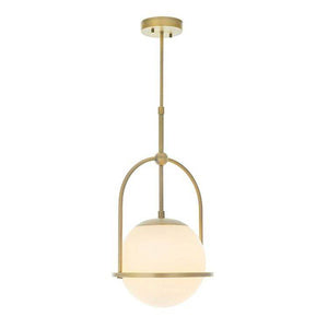 Amur Pendant Ceiling Light Matt Antique Brass Plate & Opal Glass - Comet Lighting