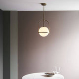 Amur Pendant Ceiling Light Matt Antique Brass Plate & Opal Glass - Comet Lighting