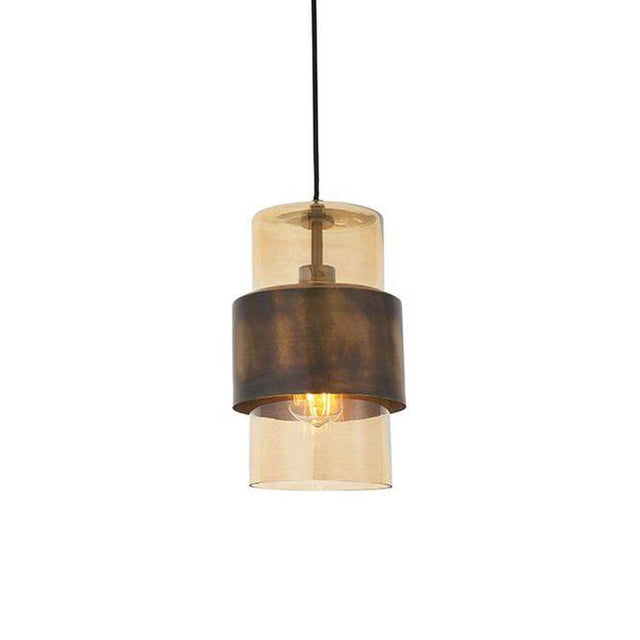 Arun Pendant Ceiling Light Brass Patina & Champagne Lustre Glass - Comet Lighting