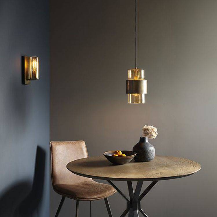 Arun Pendant Ceiling Light Brass Patina & Champagne Lustre Glass - Comet Lighting