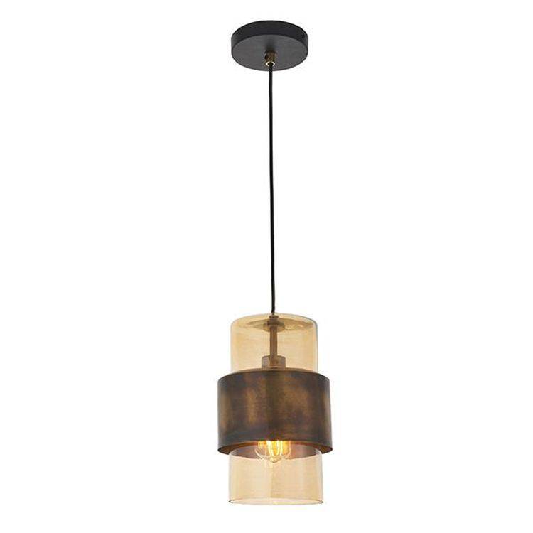 Arun Pendant Ceiling Light Brass Patina & Champagne Lustre Glass - Comet Lighting