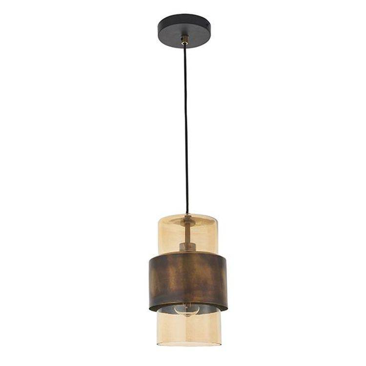 Arun Pendant Ceiling Light Brass Patina & Champagne Lustre Glass - Comet Lighting