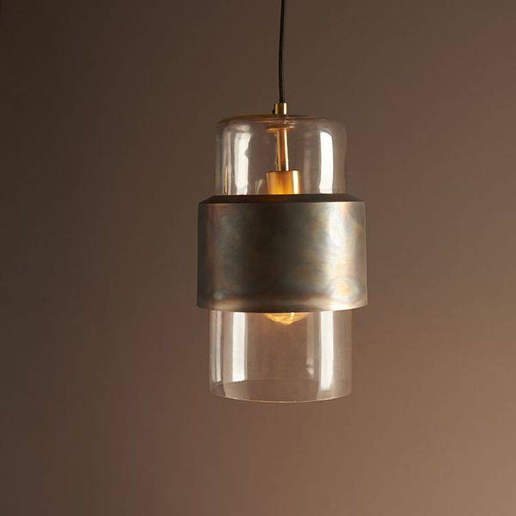 Arun Pendant Ceiling Light Bronze Patina Plate & Clear Glass - Comet Lighting