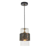 Arun Pendant Ceiling Light Bronze Patina Plate & Clear Glass - Comet Lighting