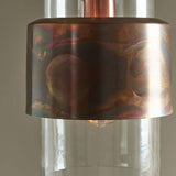 Arun Pendant Ceiling Light Copper Patina Plate & Clear Glass - Comet Lighting