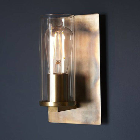 Arun Wall Light Bronze Patina Plate & Clear Glass - Comet Lighting