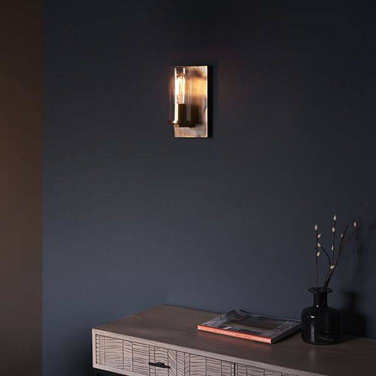 Arun Wall Light Bronze Patina Plate & Clear Glass - Comet Lighting