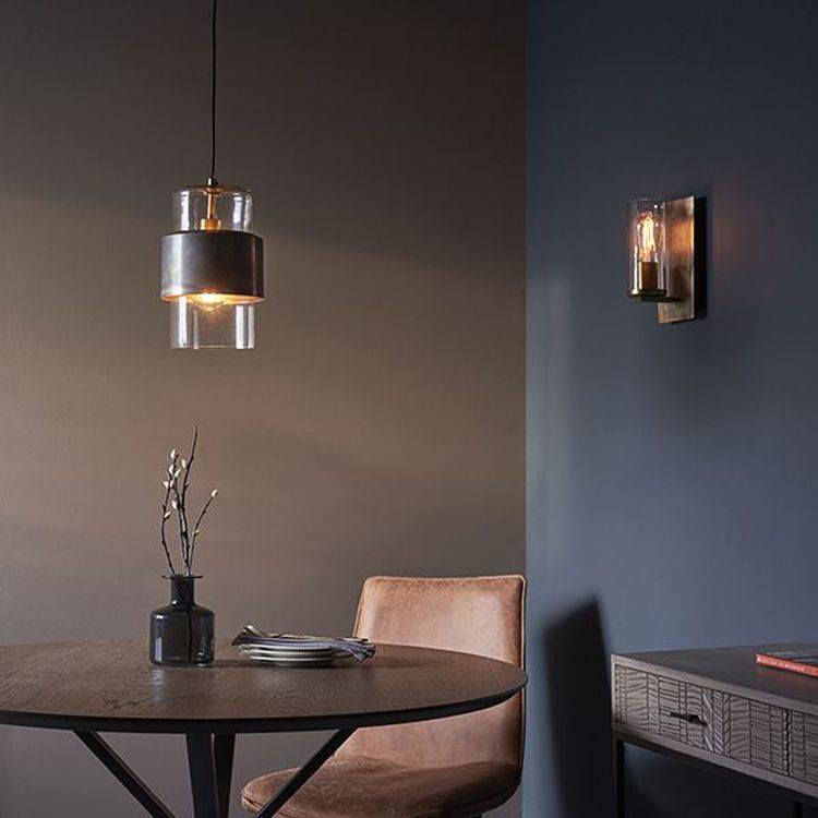 Arun Wall Light Bronze Patina Plate & Clear Glass - Comet Lighting