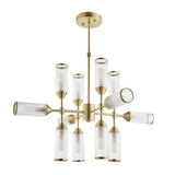 Avon 12Lt Pendant Ceiling Light Satin Brass Plate With Clear & Frosted Glass - Comet Lighting