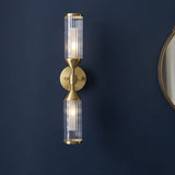 Avon 2Lt Wall Light Satin Brass Plate With Clear & Frosted Glass - Comet Lighting