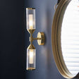 Avon 2Lt Wall Light Satin Brass Plate With Clear & Frosted Glass - Comet Lighting