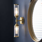 Avon 2Lt Wall Light Satin Brass Plate With Clear & Frosted Glass - Comet Lighting