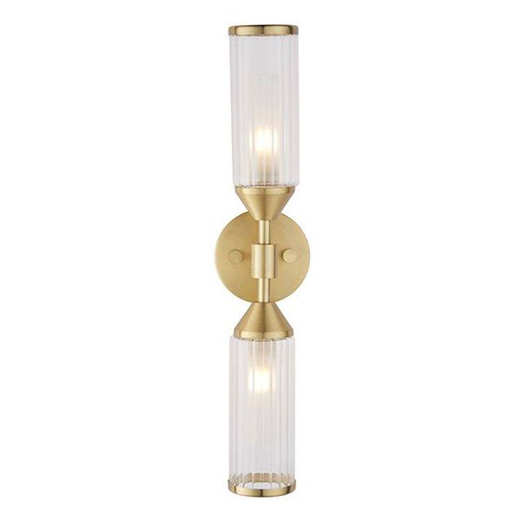 Avon 2Lt Wall Light Satin Brass Plate With Clear & Frosted Glass - Comet Lighting