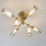 Avon 6Lt Semi-flush Ceiling Light Satin Brass Plate With Clear & Frosted Glass - Comet Lighting