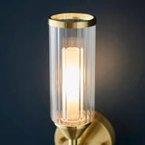 Avon Wall Light Satin Brass w/ Ribbed & Frosted Glass - Comet Lighting