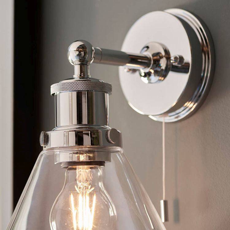 Bani Wall Light Chrome W/ Clear Coned Glass - Comet Lighting