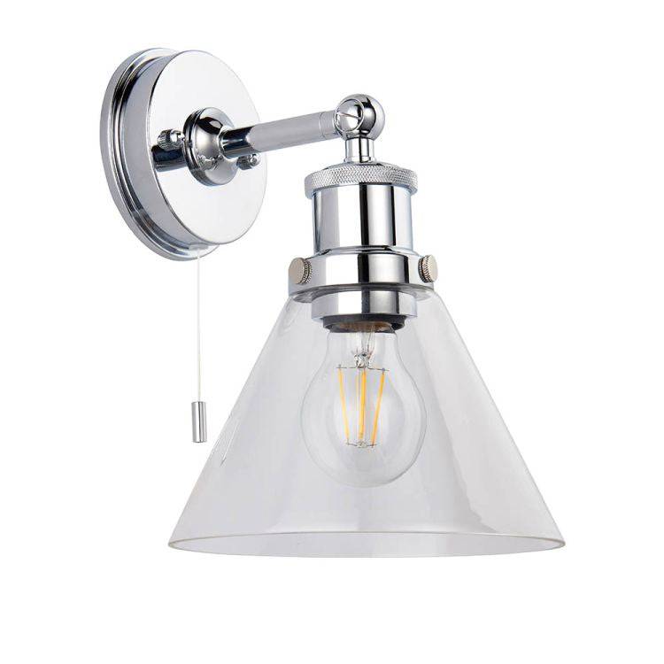 Bani Wall Light Chrome W/ Clear Coned Glass - Comet Lighting