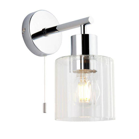 Bani Wall Light Chrome w/ Clear Ribbed Glass - Comet Lighting