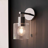 Bani Wall Light Chrome w/ Clear Ribbed Glass - Comet Lighting