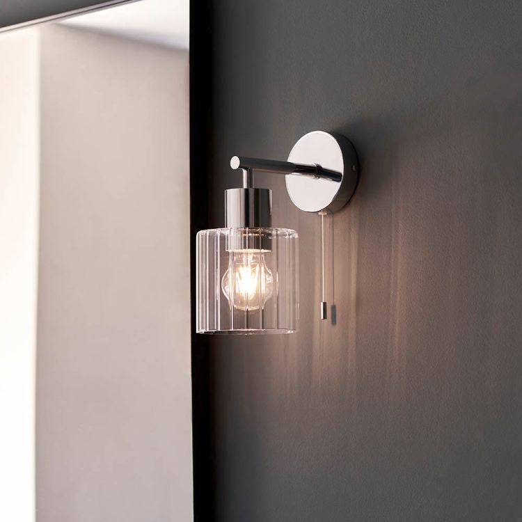 Bani Wall Light Chrome w/ Clear Ribbed Glass - Comet Lighting