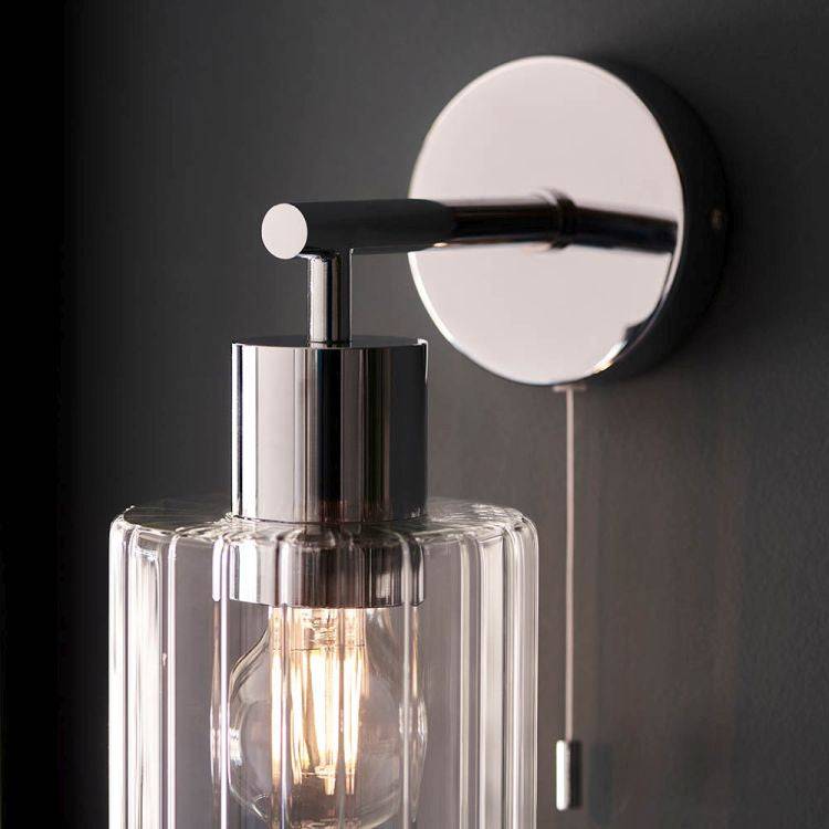 Bani Wall Light Chrome w/ Clear Ribbed Glass - Comet Lighting