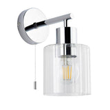 Bani Wall Light Chrome w/ Clear Ribbed Glass - Comet Lighting