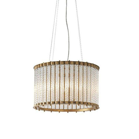 Cam 6Lt Pendant Ceiling Light Matt Gold Finish & Clear Ribbed Glass - Comet Lighting