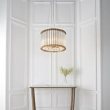 Cam 6Lt Pendant Ceiling Light Matt Gold Finish & Clear Ribbed Glass - Comet Lighting