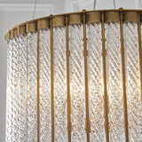 Cam 6Lt Pendant Ceiling Light Matt Gold Finish & Clear Ribbed Glass - Comet Lighting