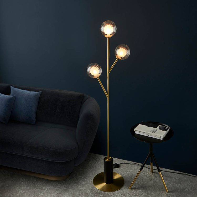 Carson 3Lt Floor Lamp Satin Brass - Comet Lighting