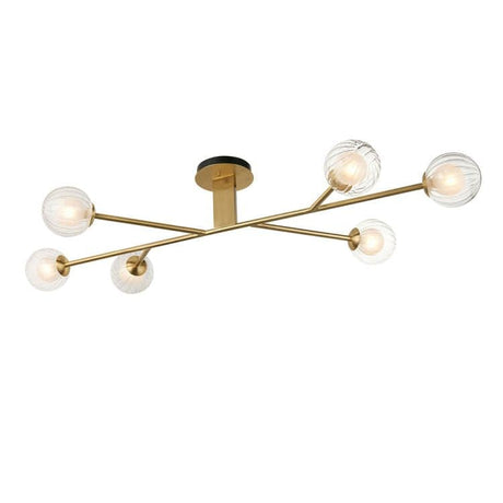 Carson 6Lt Semi-Flush Ceiling Light Satin Brass - Comet Lighting